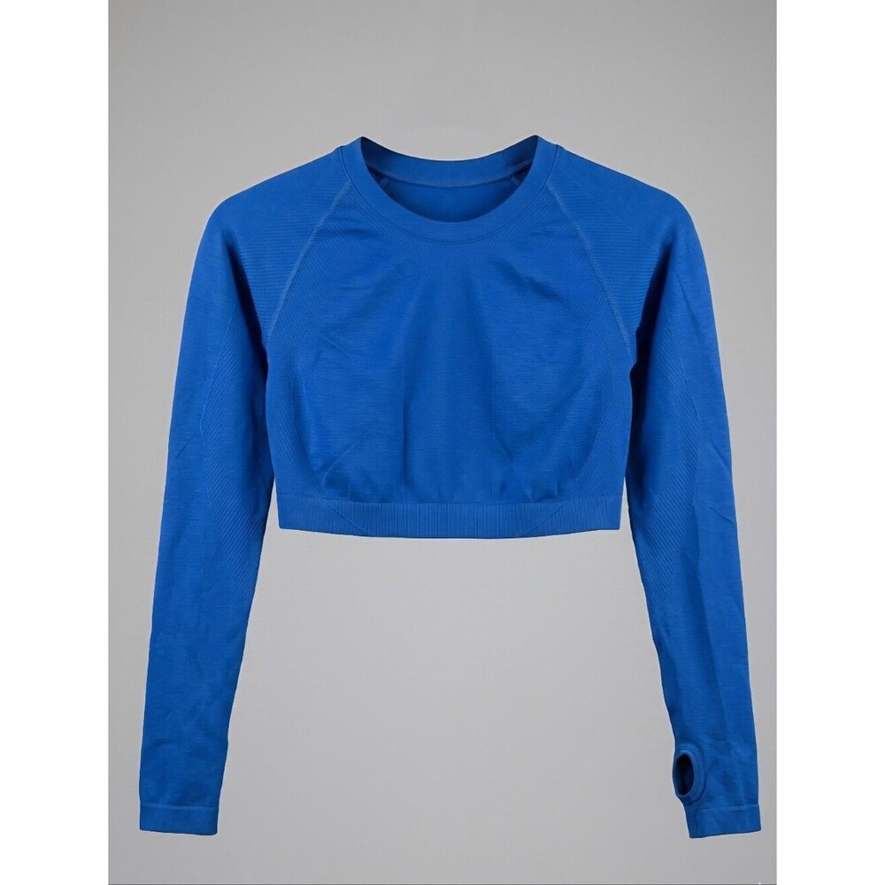 Alphalete Amplify Long Sleeve Crop Top Sapphire Blue Size Small